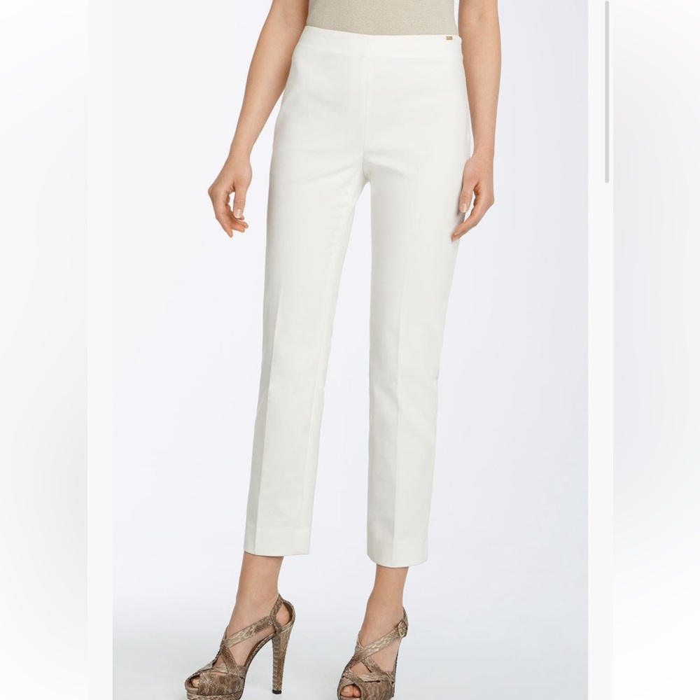 NWT St. John Yellow Label Audrey Stretch Cotton Capri Pants Bright White